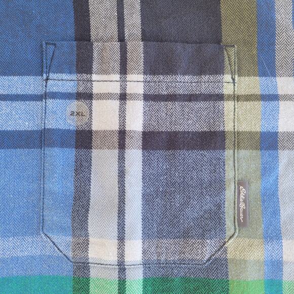 NWT Eddie Bauer Plaid Flannel Shirt Classic Fit Blue Multi Men Size XXL Casual - Picture 4 of 10
